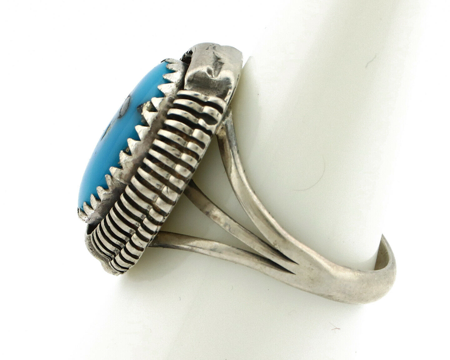 Navajo Ring .925 Silver Natural Mined Turquoise Artist Signed M Nez C80s