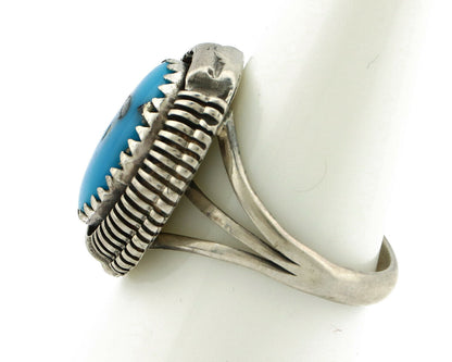 Navajo Ring .925 Silver Natural Mined Turquoise Artist Signed M Nez C80s