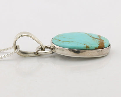 Navajo Necklace .925 Silver Kingman Turquoise Native American Signed C.1980's