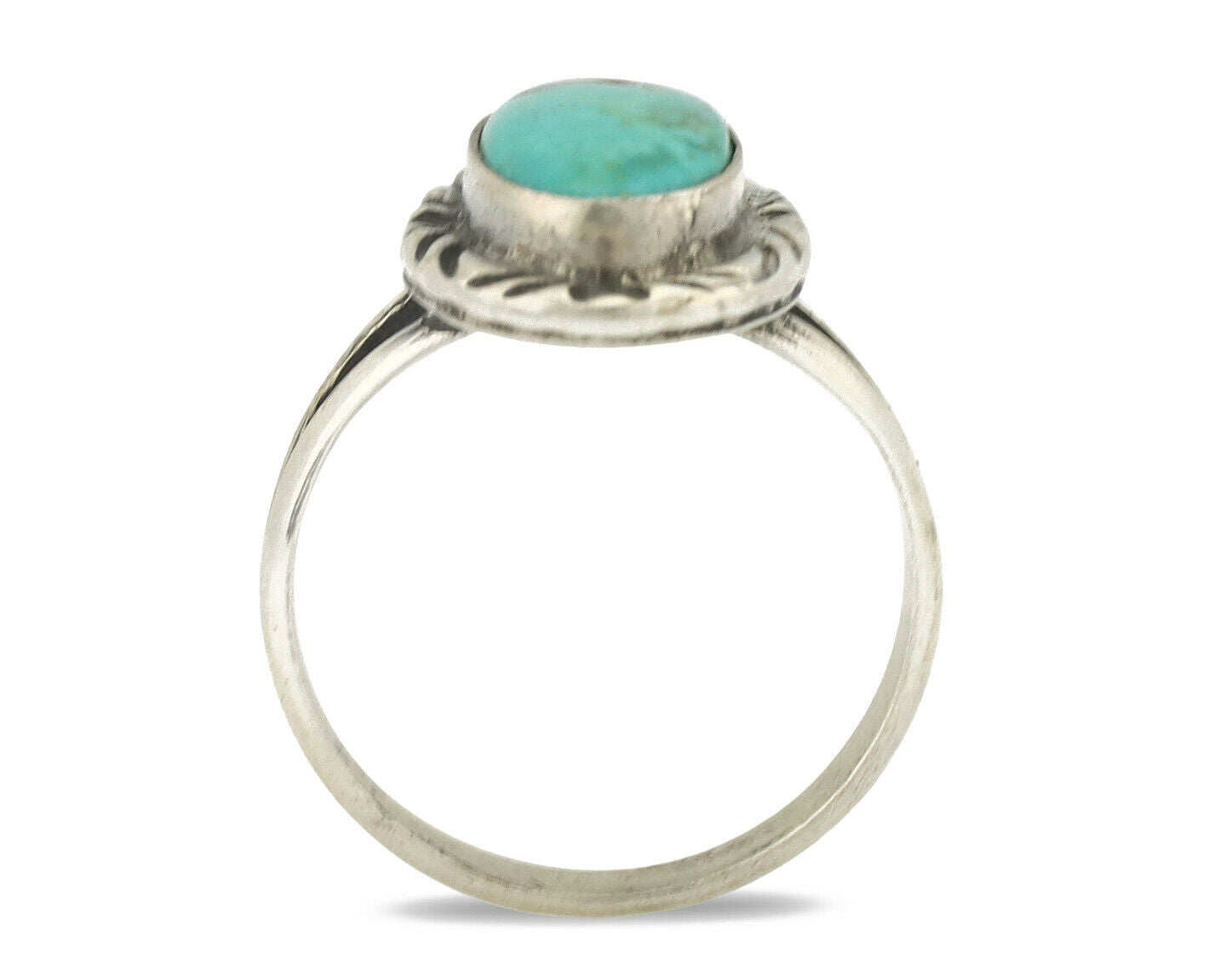 Navajo Ring .925 Silver Kingman Turquoise Native Artist Signed C.80's