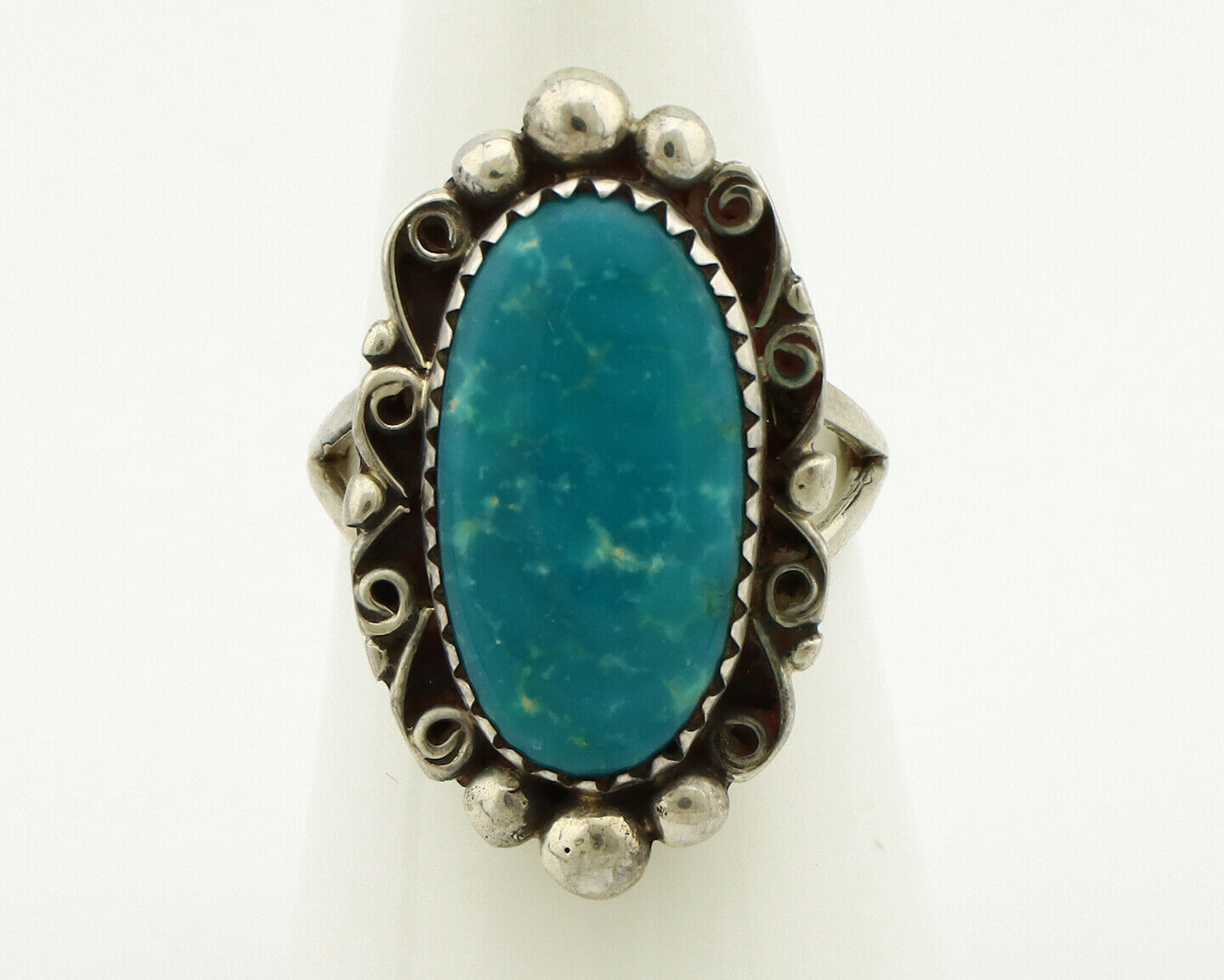 Navajo Ring .925 Silver Blue Turquoise Native American Artist C.80's