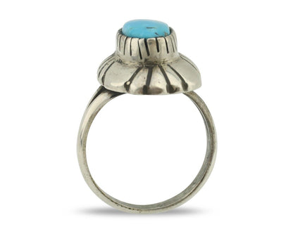 Navajo Ring 925 Silver Natural Blue Turquoise Artist Signed M Montoya C.80's