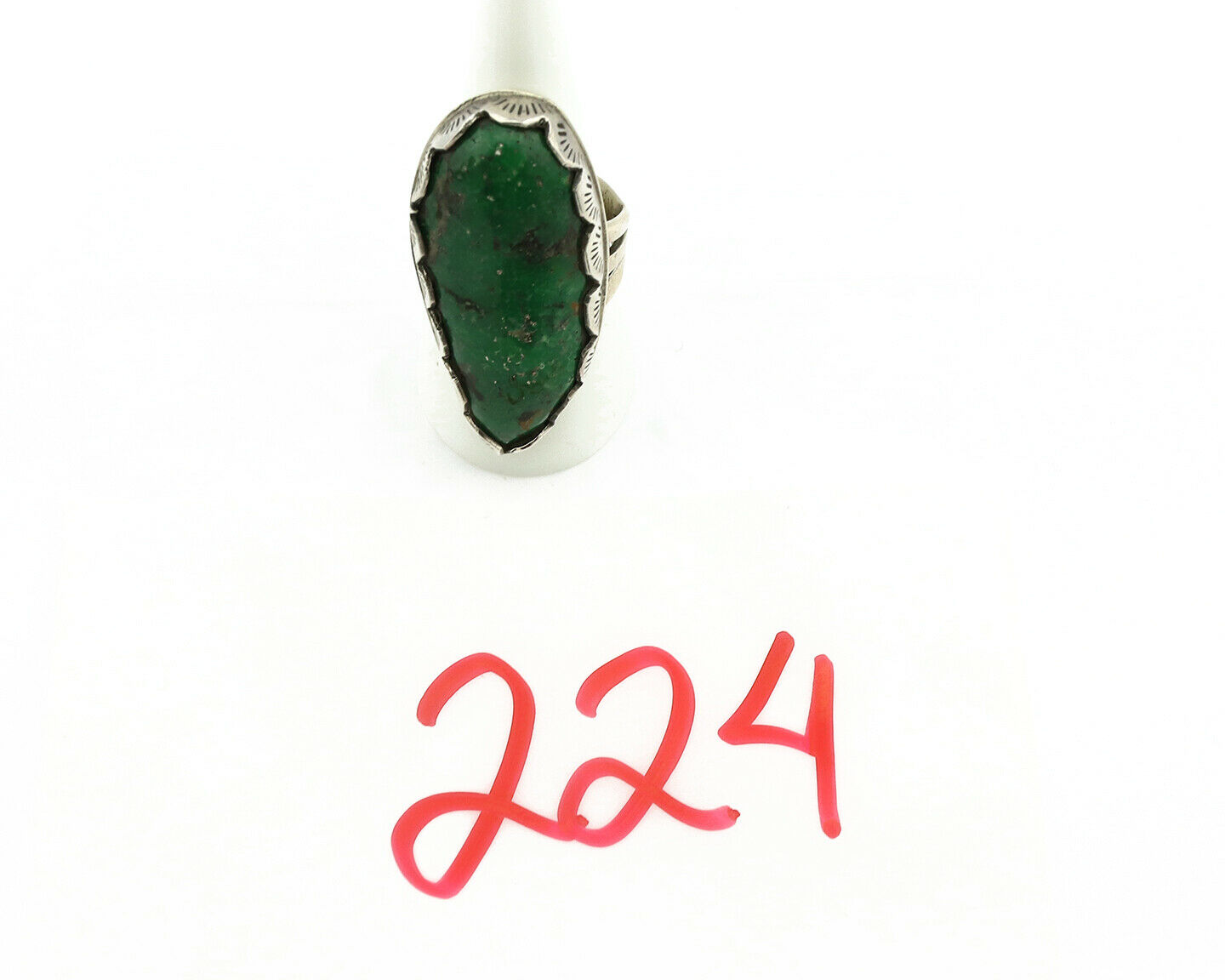 Navajo Ring .925 Silver Colorado Slab Turquoise Native American Artist C.1980's