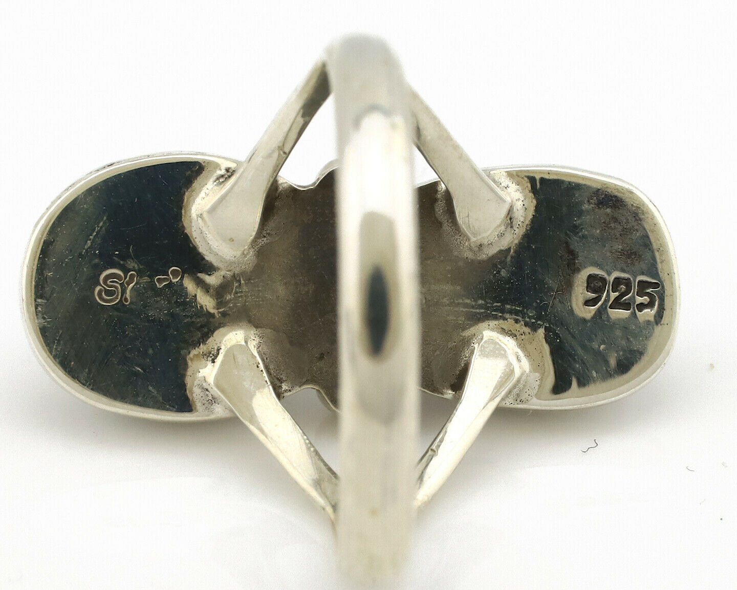 Navajo Ring .925 Silver Blue Turquoise & Red Coral Native American Artist C.80's
