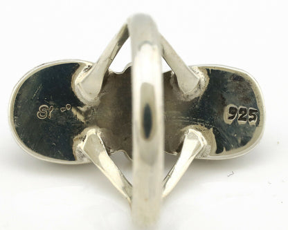 Navajo Ring .925 Silver Blue Turquoise & Red Coral Native American Artist C.80's