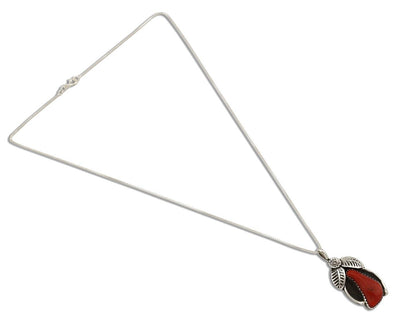 Navajo Necklace 925 Silver Red Medterranean Signed Josephine Rojas C.80's
