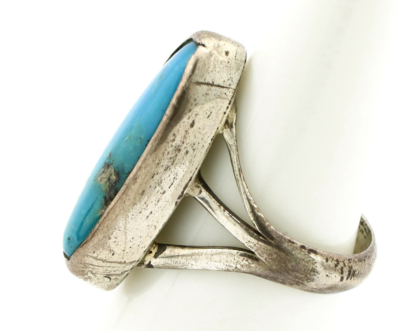 Navajo Ring .925 Silver Arizona Turquoise Native American Artist C80s