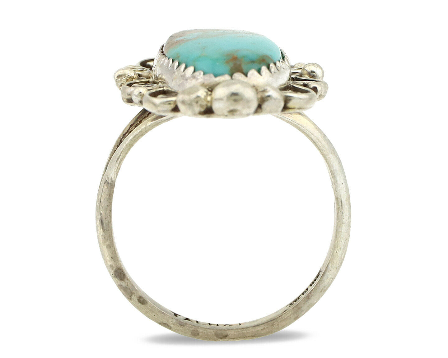Navajo Ring .925 Silver Kingman Turquoise Artist Signed Talhat C.90's