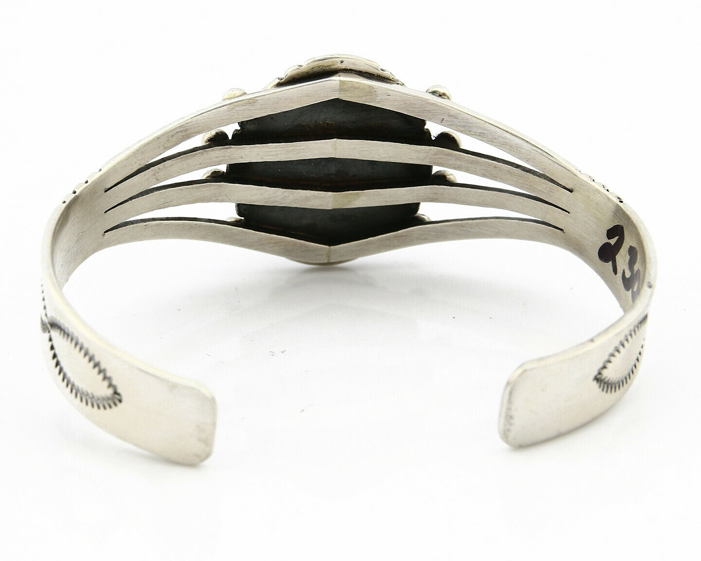 Navajo Bracelet 925 SOLID Silver Natural Jasper Artist William Denetdale C80s