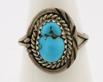 Navajo Ring .925 Silver Sleeping Beauty Turquoise Artist Signed BW C.80's