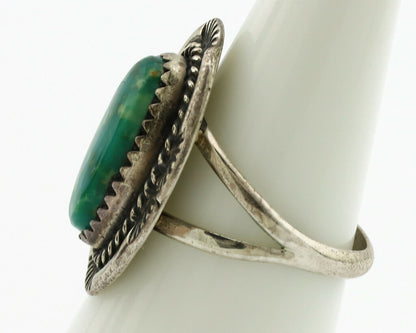Navajo Ring .925 Silver Green Turquoise Native American Artist C.1980's