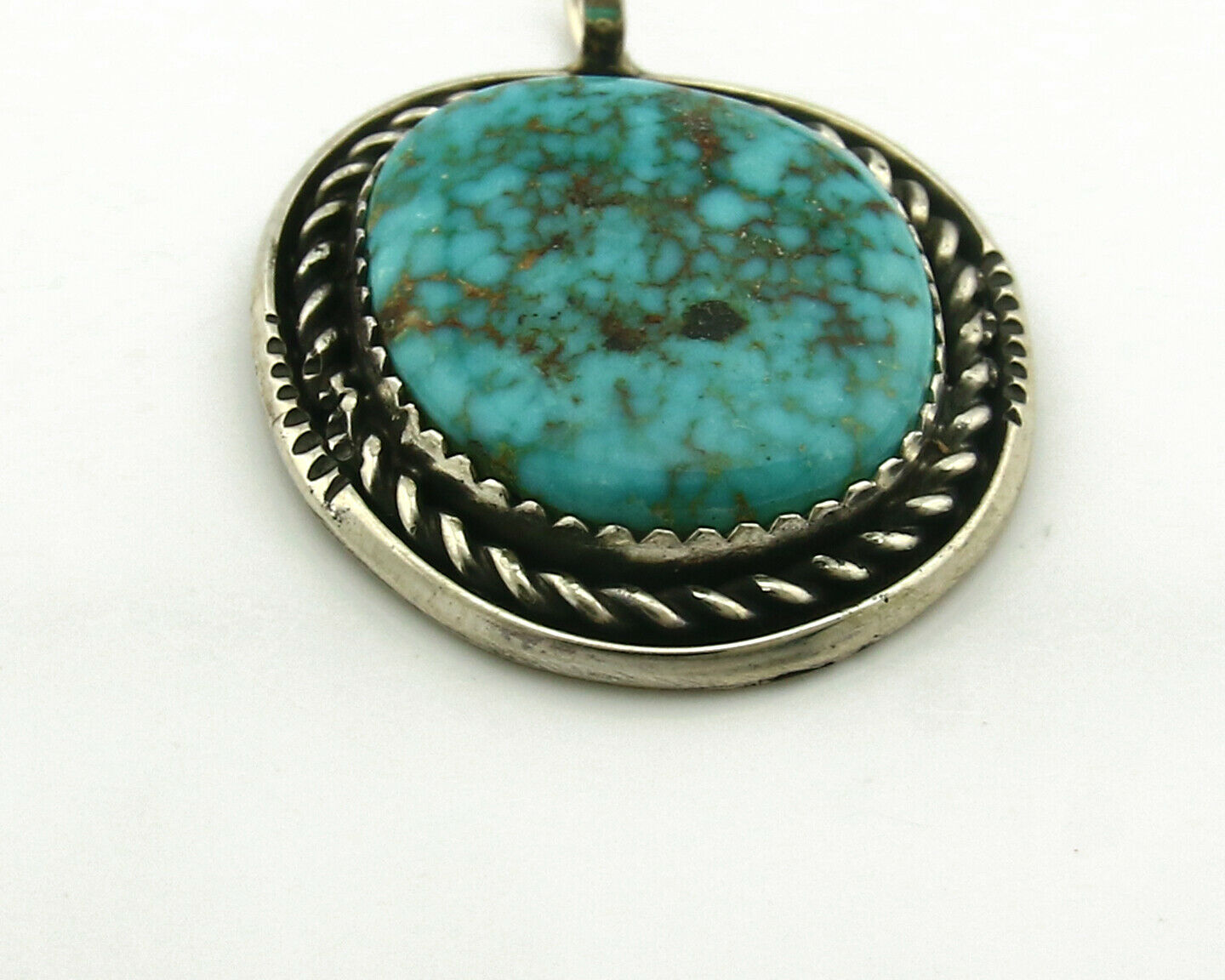 Navajo Pendant .925 Silver Kingman Turquoise Signed Artist Yazzie C.80's