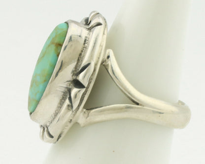 Navajo Ring .925 Silver Natural Mined Turquoise Artist Signed Gecko C.80's
