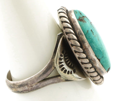 Navajo Handmade Ring 925 Silver Blue Turquoise Signed Native Artist C.80's
