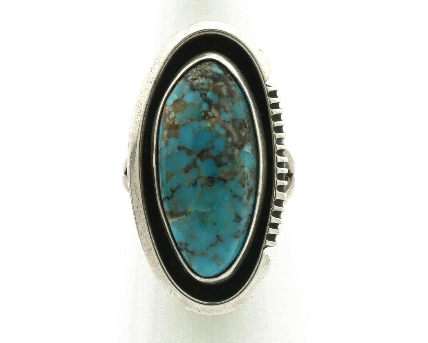 Navajo Ring .925 Silver Blue Turquoise Native American Artist Handmade C.80's