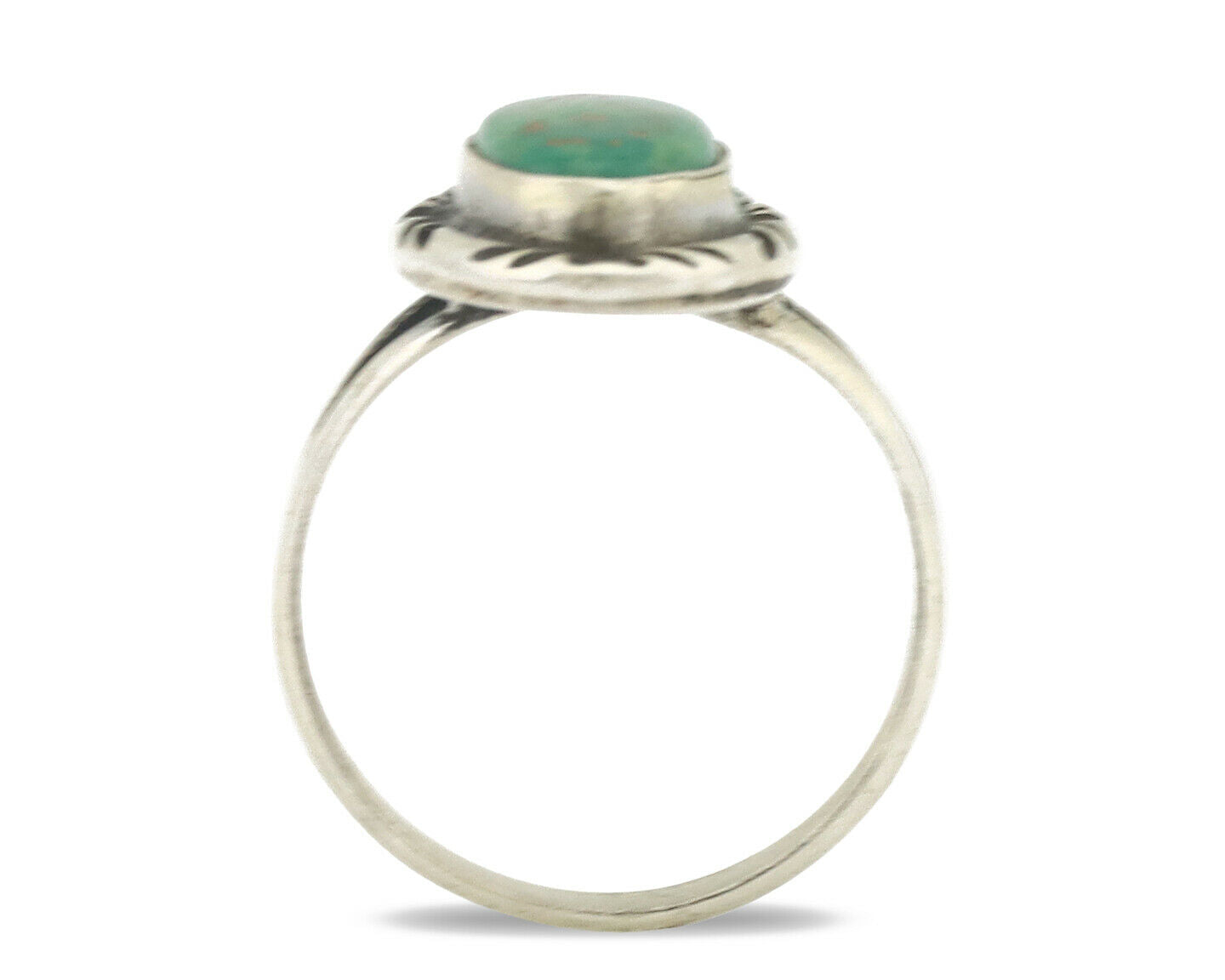Navajo Ring .925 Silver Kingman Turquoise Native Artist Signed C.80's