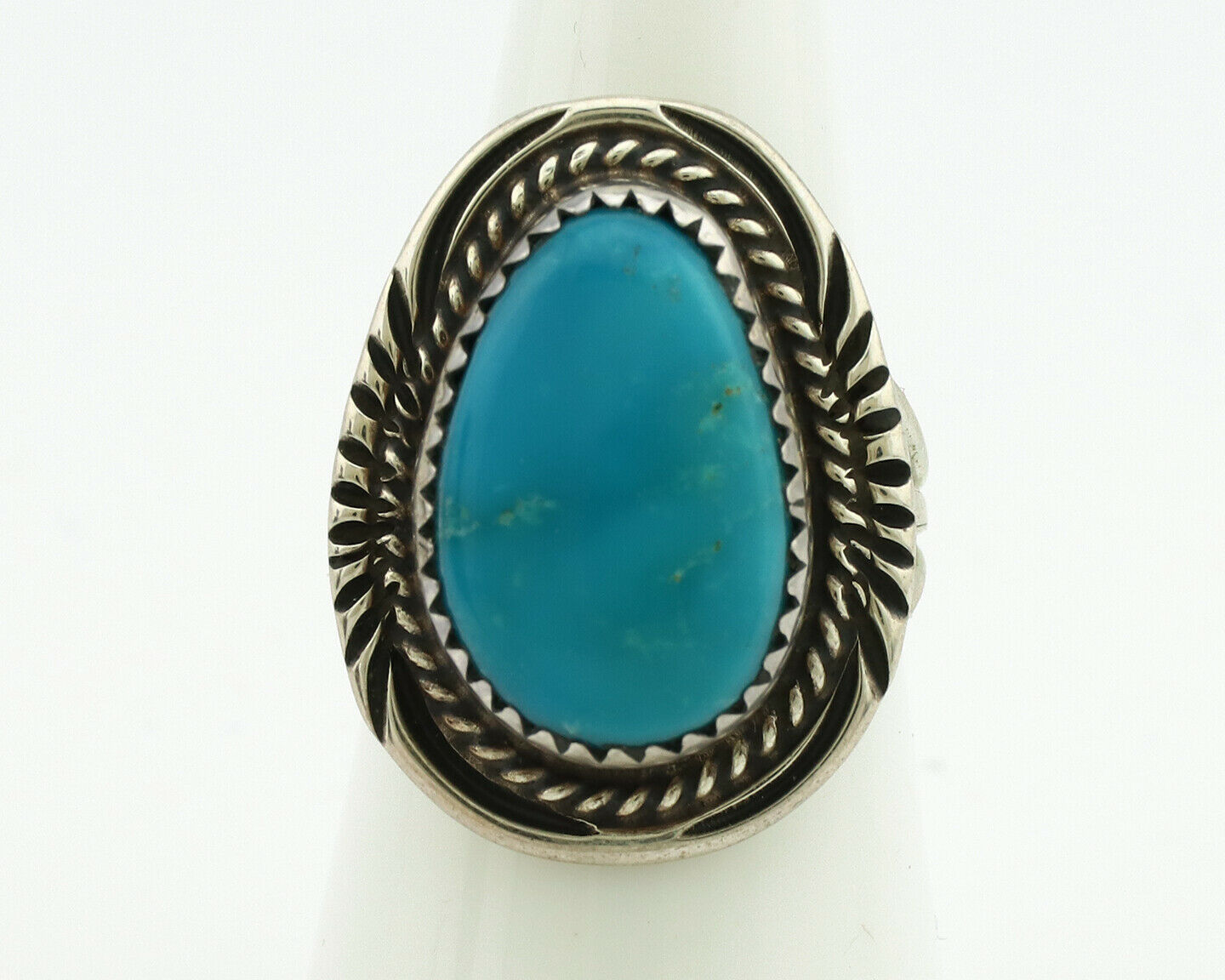 Navajo Ring .925 Silver Blue Turquoise Native American Artist C.1980's