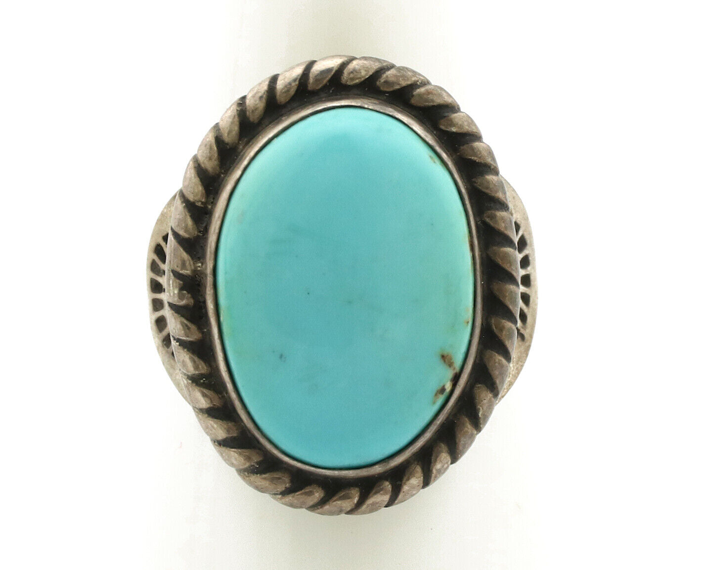 Navajo Ring 925 Silver Natural Blue Turquoise Native American Signed C.80's