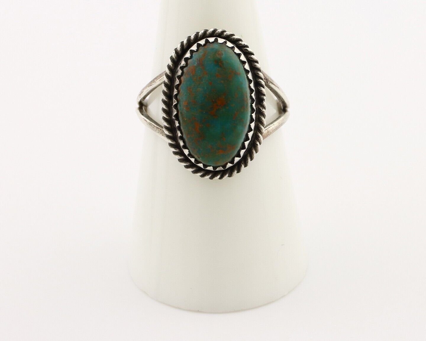 Navajo Handmade Ring 925 Silver Kingman Turquoise Artist Signed MC C.80's