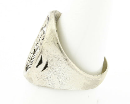 Navajo Ring .925 Silver Kokopelli Overlay Artist Native American C.80's