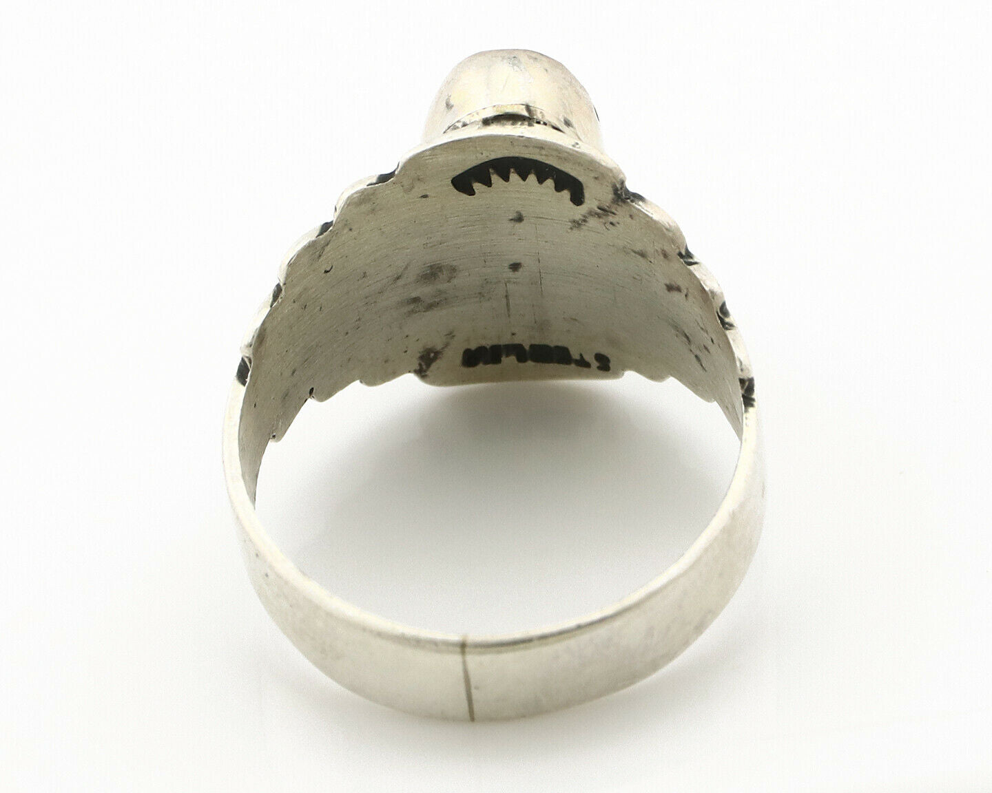 Navajo Ring .925 Silver Kingman Turquoise Artist Signed Apache C.80's