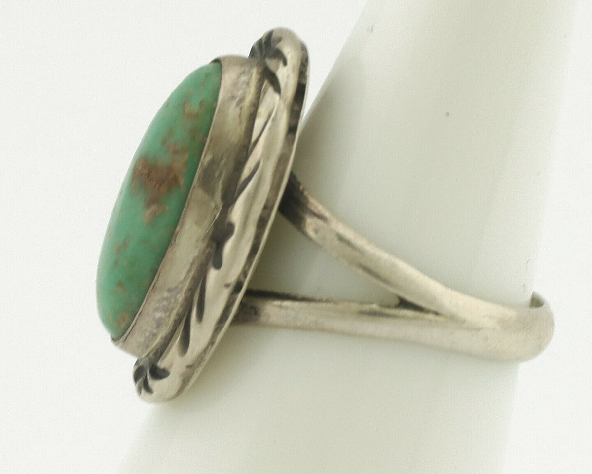 Navajo Ring .925 Silver Natural Turquoise Artist Signed Native American C.80's