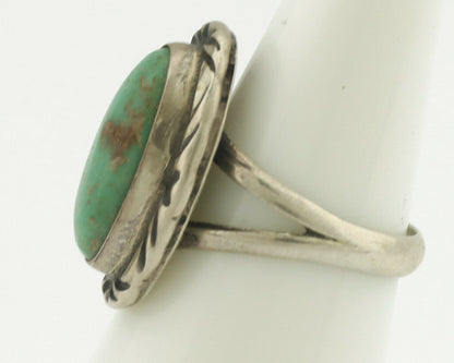 Navajo Ring .925 Silver Natural Turquoise Artist Signed Native American C.80's