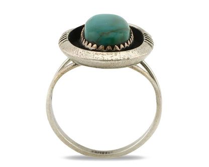 Navajo Ring .925 Silver Kingman Turquoise Native American Artist C.1980's