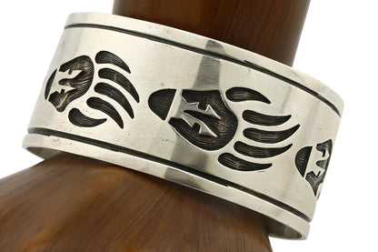 Navajo Bracelet .925 Silver Overlay Bagger Paw Signed Artist Native American C90