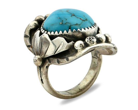 Navajo Ring .925 Silver Blue Southwest Turquoise Native American Artist C.80's