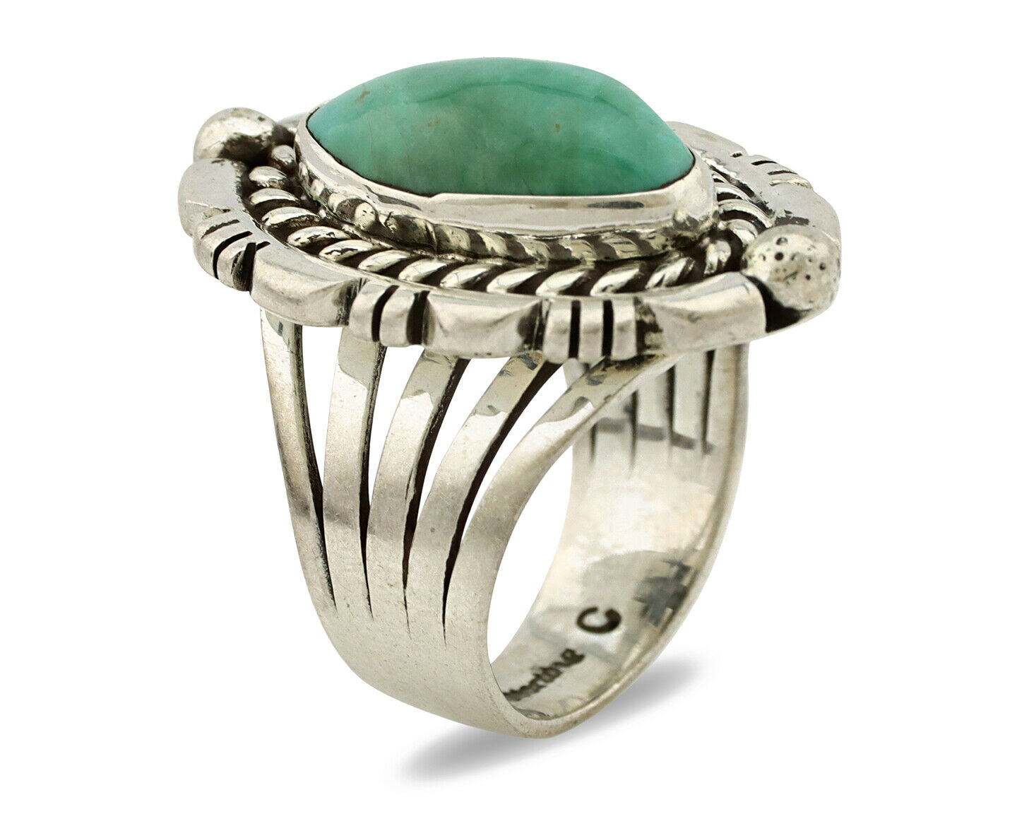 Navajo Ring .925 Silver Royston Turquoise Signed Artist DC C.80's