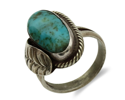 Navajo Ring .925 Silver Blue Turquoise Native American Artist C.1980's