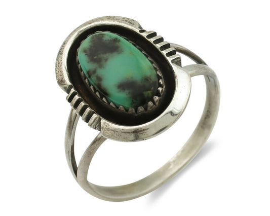 Navajo Ring .925 Silver Green Turquoise Native American Artist Handmade C.80's
