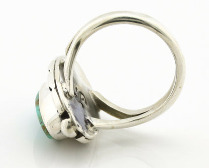 Navajo Ring .925 Silver Natural Mined Turquoise Artist Signed Gecko C.80's