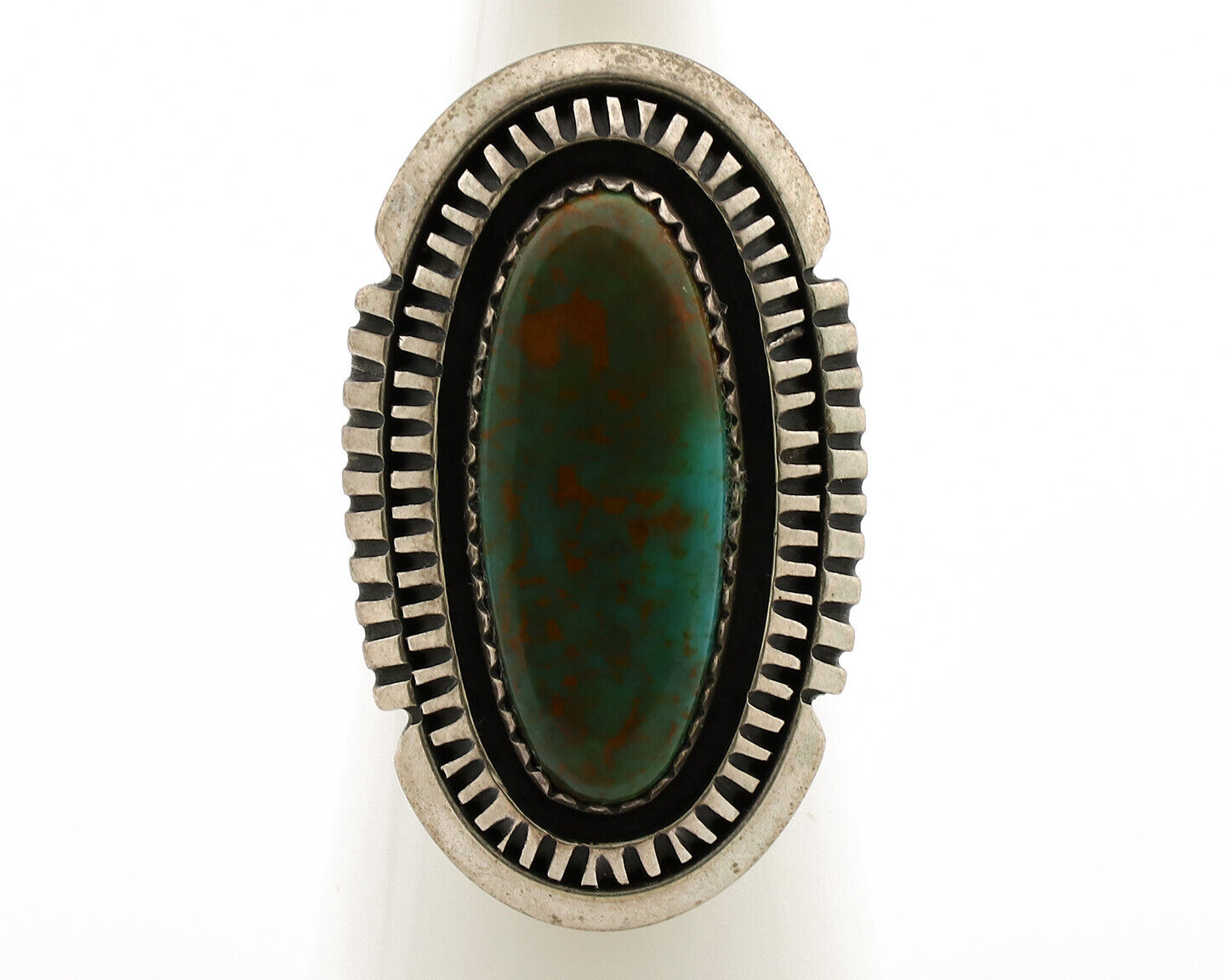Navajo Ring .925 Silver Nevada Turquoise Native American Artist C.1980's