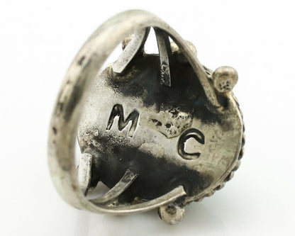 Navajo Ring .925 Silver Kingman Turquoise Artist Signed MC C.1980's