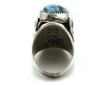 Zuni Ring .925 SOLID Silver Sleeping Beauty Turquoise Signed BC C.1980's