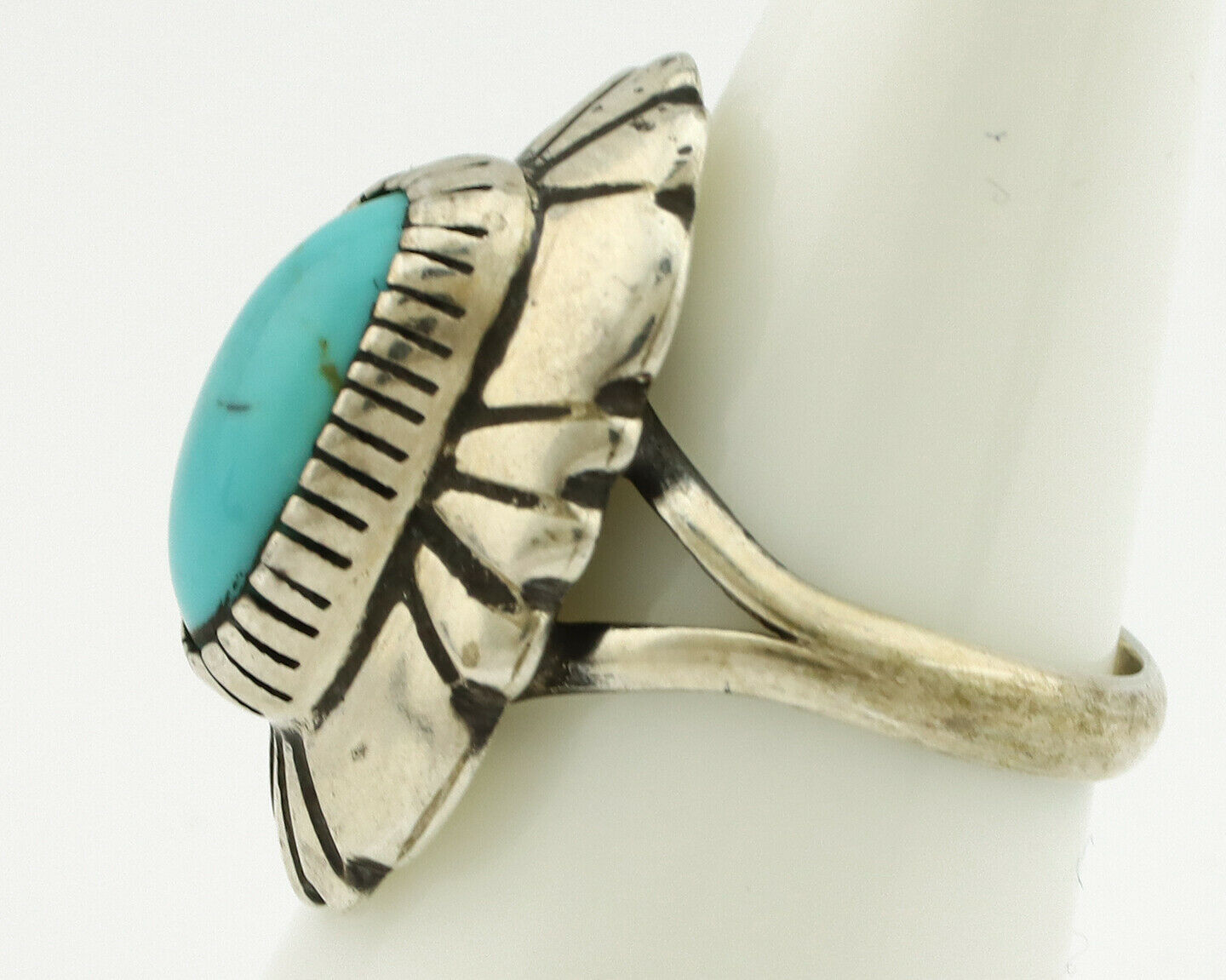 Navajo Ring .925 Silver Arizona Turquoise Signed M Montoya C.80's