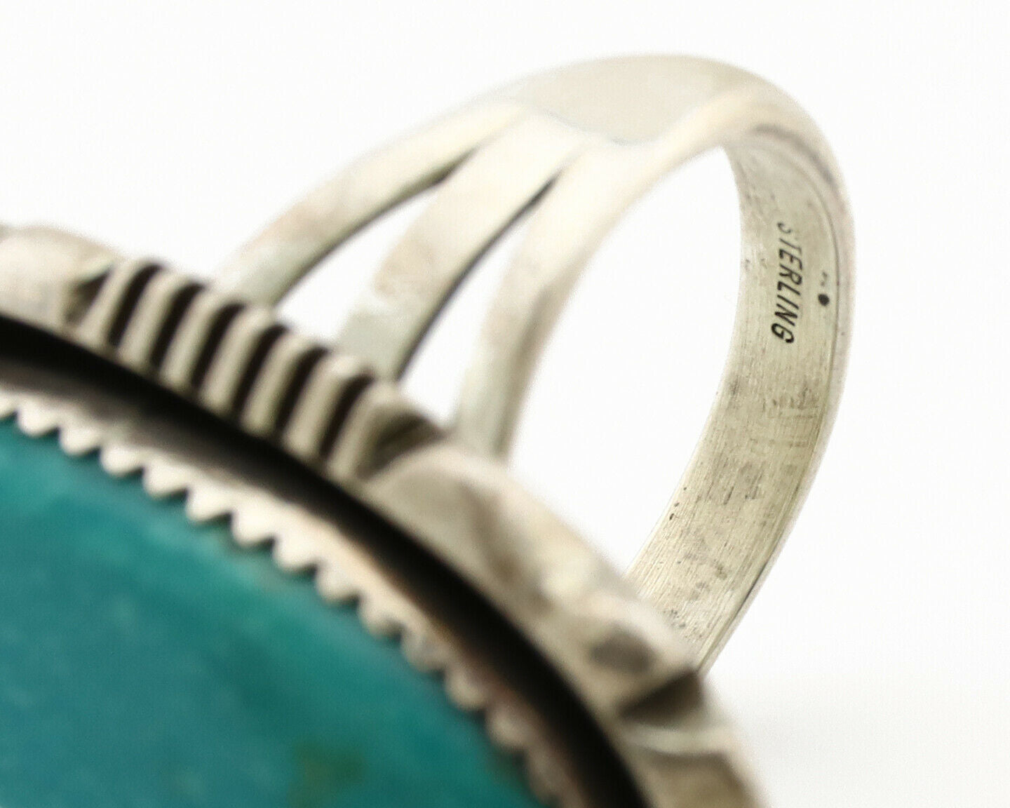 Navajo Ring .925 Silver Nevada Turquoise Native American Artist C.1980's