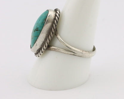 Navajo Handmade Ring 925 Silver Kingman Turquoise Signed M Montoya C.80's