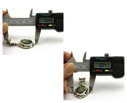 Navajo Necklace .925 Silver Damele Variscite Signed Sun C.1980's