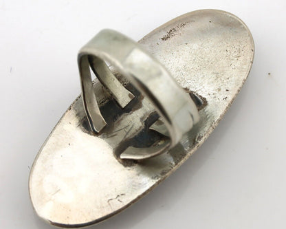 Navajo Ring 925 Silver Natural Blue Turquoise Artist Signed W Denetdale C.80's