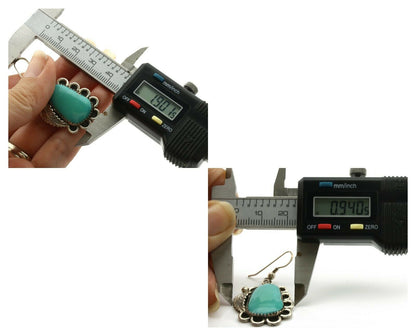 Navajo Earrings .925 Silver Kingman Turquoise Native American Artist C.80's