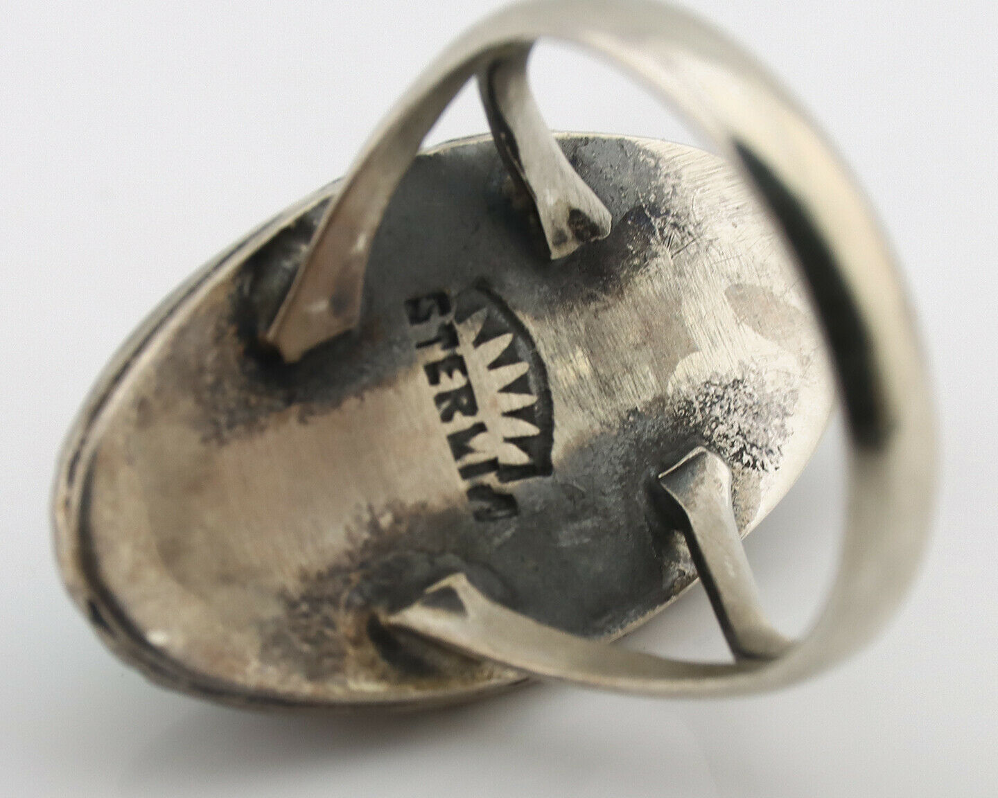 Navajo Ring .925 Silver Kingman Turquoise Native Artist Signed C.80's