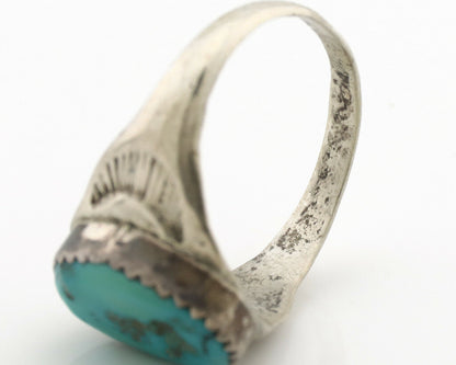 Zuni Ring .925 Silver Natural Blue Turquoise Native American Artist C.1980's