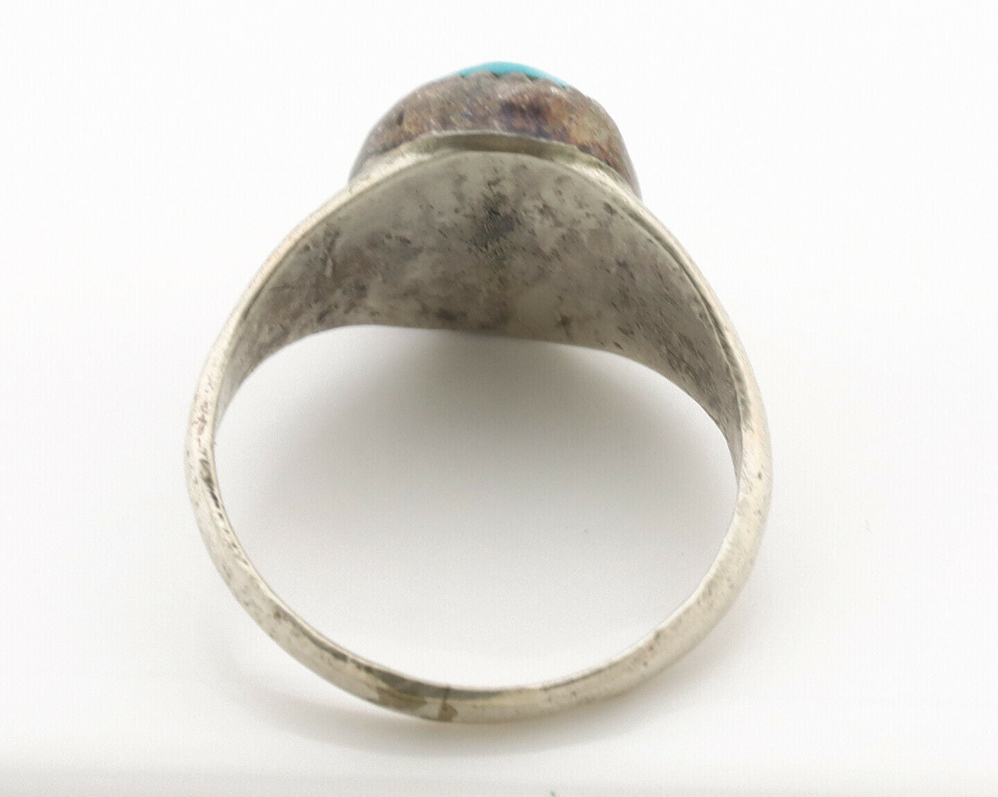 Zuni Ring .925 Silver Natural Blue Turquoise Native American Artist C.1980's
