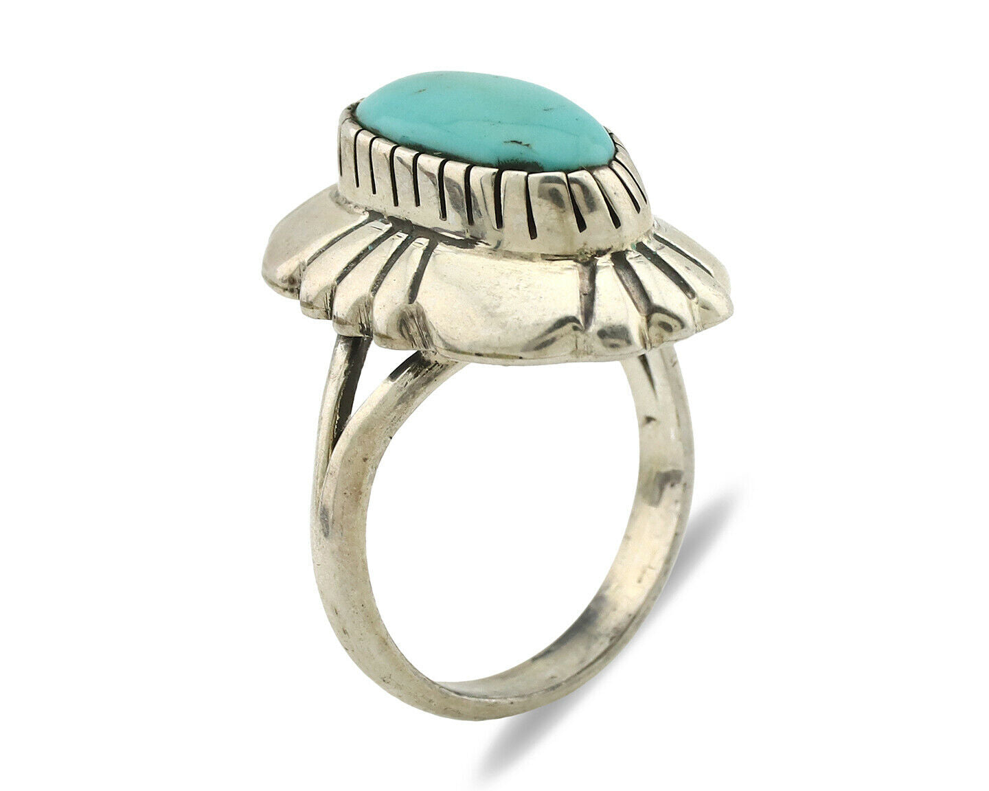 Navajo Ring .925 Silver Natural Mined Turquoise Artist Signed M Montoya C.80's