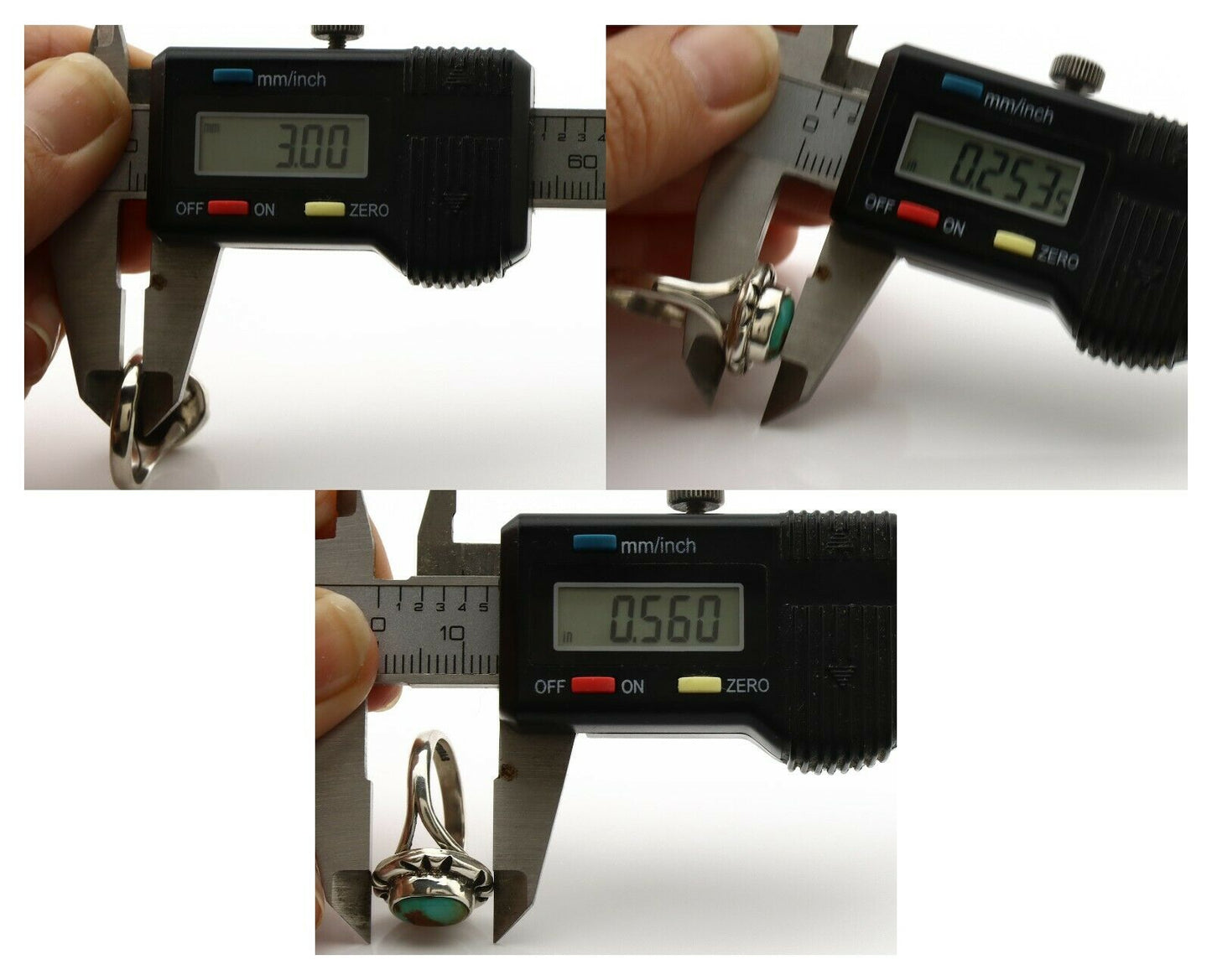 Navajo Ring .925 Silver Kingman Turquoise Artist Signed Gecko C.90's