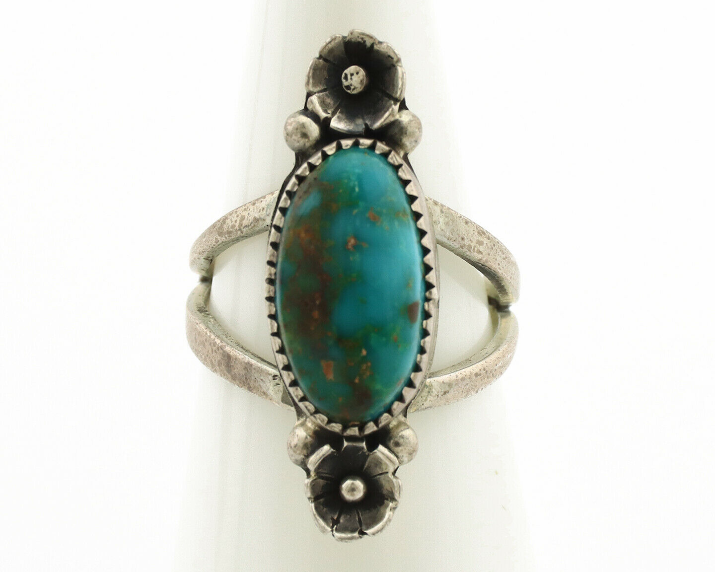 Navajo Ring .925 Silver Royston Turquoise Native American Artist C.1980's