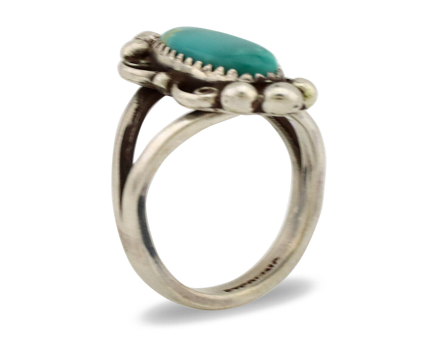 Navajo Ring .925 Silver Natural Turquoise Native American Artist C.1980's